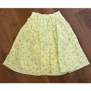 ModCloth Imagine the Possibilities Pleated Skirt Green Gingham Cottage 2 NWT
